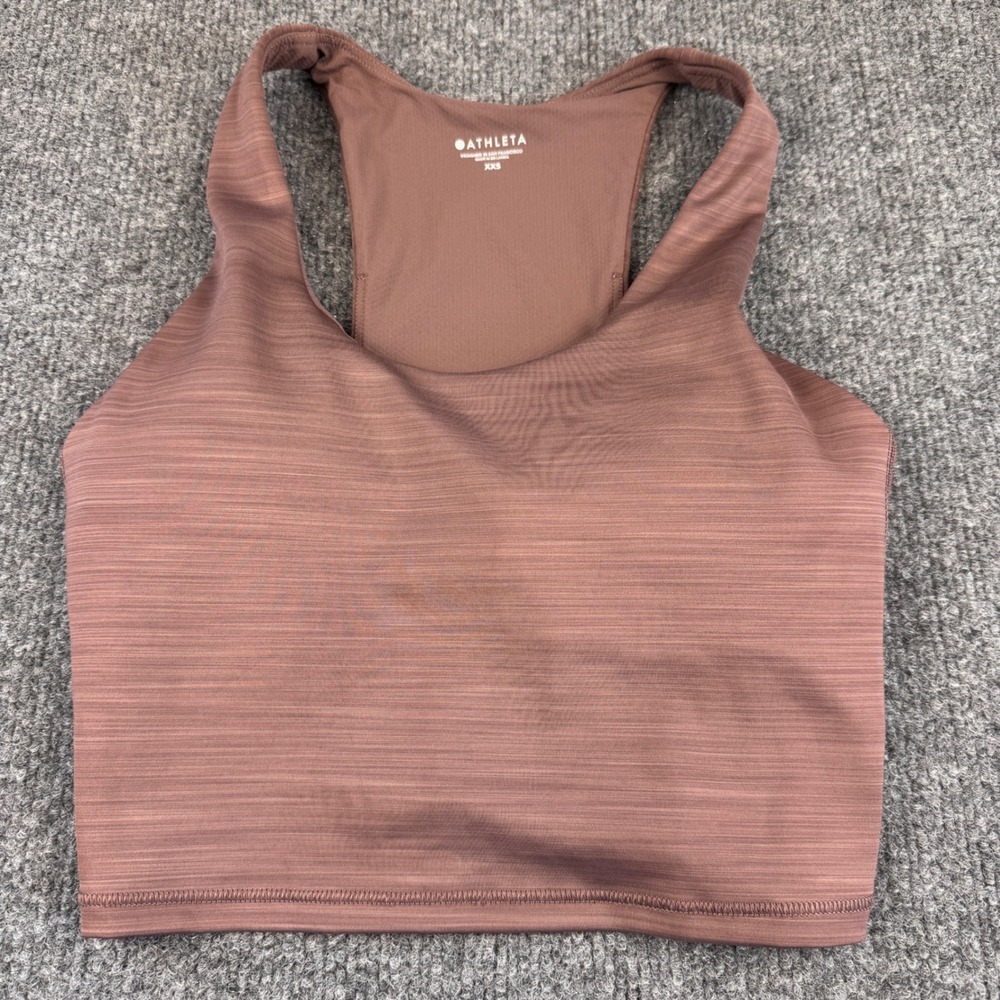 Athleta Conscious Crop Tank Women XXS Mauve Brown Excellent Racerback Space Dye